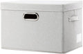 PRANDOM Large Collapsible Storage Bin with Lid [1-Pack] Fabric Foldable Storage Box Organizer Container Basket Cube with Cover for Home Bedroom Closet Office Beige (17.3x11.8x11.8)