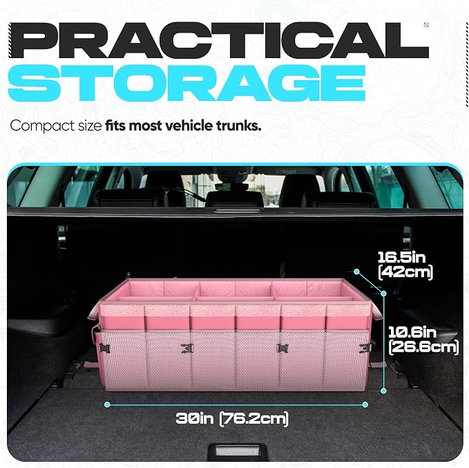 FORTEM Trunk Organizer For SUV Car Trunk Organizer, Foldable Storage, Car Accessories for Women Men, Collapsible Bag, 600D Oxford, Non Slip Bottom, Straps, Soft Cover (85L)