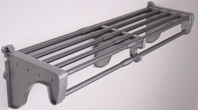 EZ SHELF - Closet Shelf with Hanging Rod – 42.5 to 75" Expandable, Silver, Closet Shelves – Strong, Holds 200 lbs – Easy Install – Backwall (floating) with 2 End Brackets, Alternative to Wire Shelving