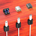 AGVEE 6 Pack Magnetic Cord Organizer Clips, 10mm Ultra-Thin Aluminum Cable Management Holder, 2 Pairs of Strong Magnets Keeper for Home Desk Office Gadgets Accessories, Residue-Free Tape, Black