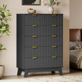 BORNOON 46" Tall Dresser for Bedroom, 6-Drawer Fluted Chest of Drawers, Modern Wood Highboy with Deep Storage, Metal Slides and Handles, Anti-Tip Kit, Vertical Clothes Organizer for Apartment, Nursery