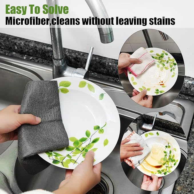 KTT Microfiber Cleaning Cloth,Reusable Thickened Magic Cleaning Cloth.Streak Free Miracle Cleaning Cloth for Home,Window,Mirror Glass and Cars.(12" x 16",8 Pack)