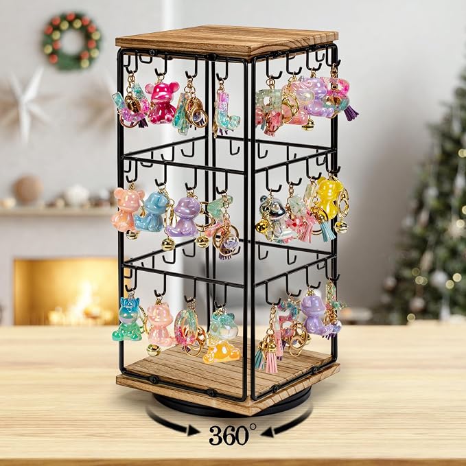 360 Rotating Earring Display Stands for Selling, Earring Rack Display Holder Stand, Jewelry Display for Selling Earring Cards, Necklaces, Rings, Bracelets, Hair Accessories (2 Pack)