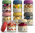 4oz 8Pack Glass Dressing Jars with Leakproof Lids, Containers for Sauce, Salad Dressing, Dips & Snacks – Reusable Glass Food Storage Cups for Lunch Box & Meal Prep(4oz-8Pack)