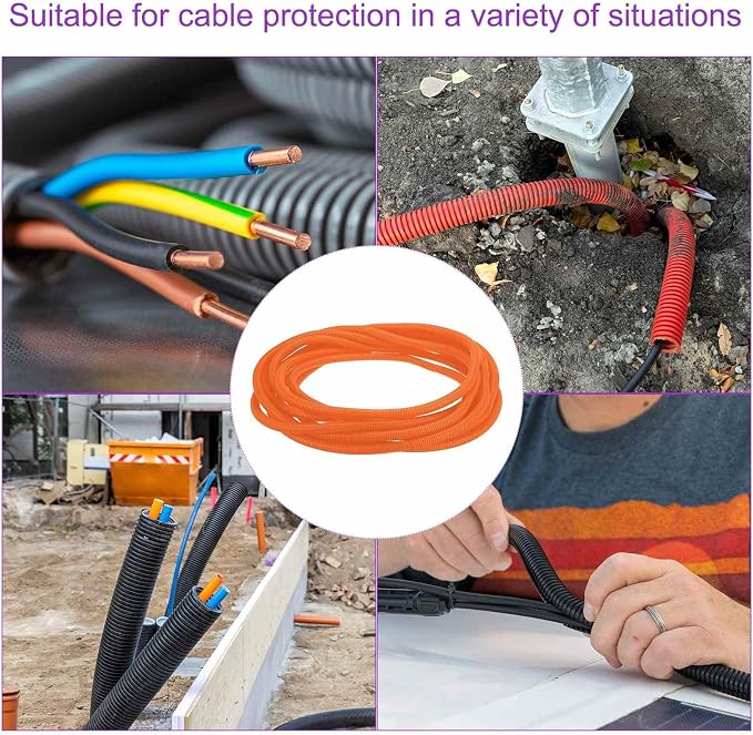 DMiotech 100ft Wire Loom Split Tubing 3/4 Inch(19.1mm) ID, Cord Protectors from Pet Flexible Conduit Cable Management for Office Home Garden, Orange