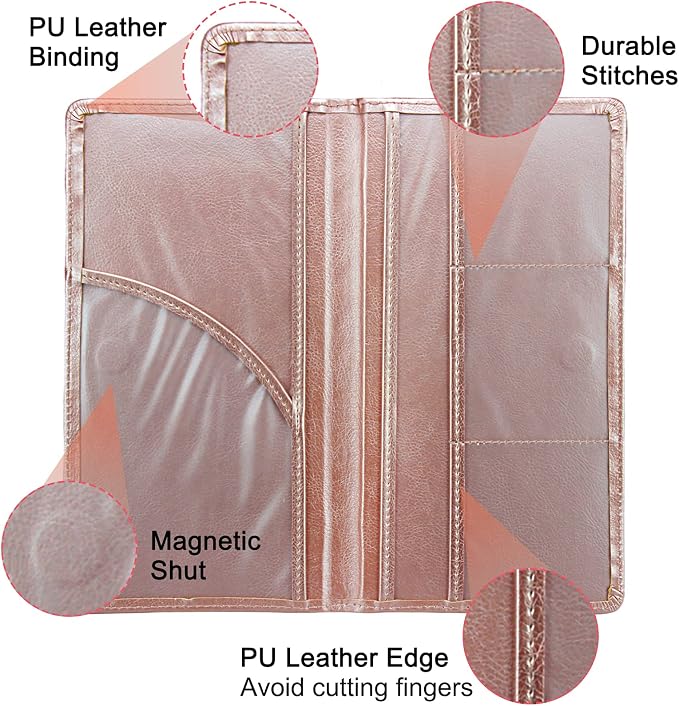 LumiMokki Premium Car Registration & Insurance Card Holder, Rose Gold | Vehicle Glove Box Organizer, Magnetic Closure Car Document Holder, For Insurance, Cards, License, Women & Men