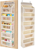 Meolsaek Over the Door Organizer,46lbs Anti-Tilt Behind the Door Storage | 5 main compartments (15.5"L×10.5"H×6"W) and 5 mesh side pockets maximize behind-the-door space for closets or pantries