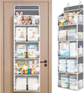 Univivi Over the Door Organizer for Baby Essential, 5-shelf, Light Gray | Fabric Baby Door Organizer, Large Compartments and Mesh Side Pockets, Storage for Baby Nursery, Laundry, Bedroom and Bathroom