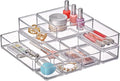 Amazing Abby - QuickSort - Plastic Stackable Organizers (10-Piece Set) for Vanity and Desk Drawer, Perfect Storage Solution for Beauty Products, Office Supplies, Decorative Items, and More