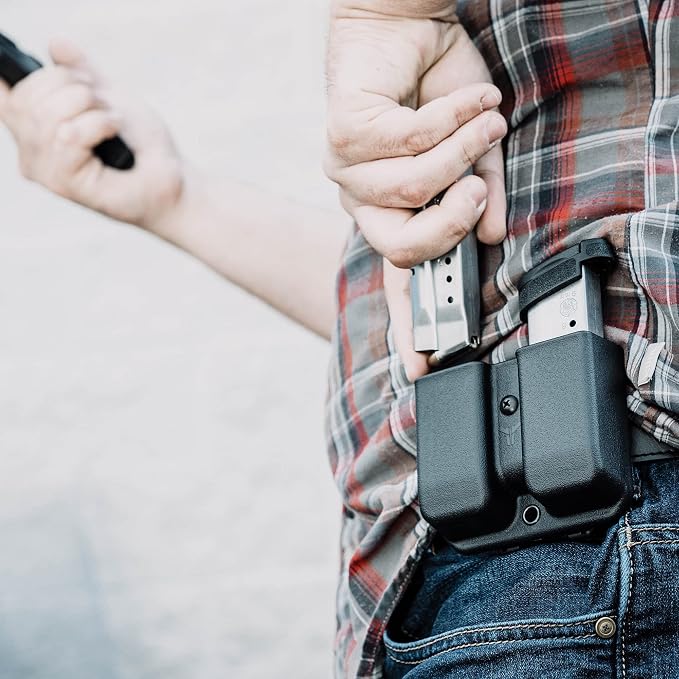 OWB Double Mag Pouch for Glock 17, 19, 22, 23 & More - USA Made - Signature Double Magazine Carrier with Tek-Lok Belt Attachment Clip by Blade-Tech Holsters