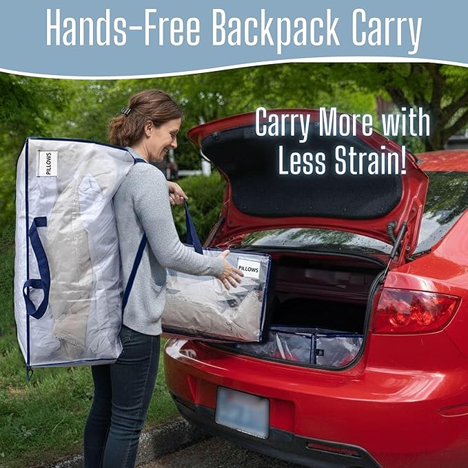 VENO 2 Pack Heavy Duty Moving Bags with Backpack Straps, Zippers & Handles, Extra Large Packing Bags for College Dorm Essentials, Moving Supplies Alternative to Cardboard Moving Boxes