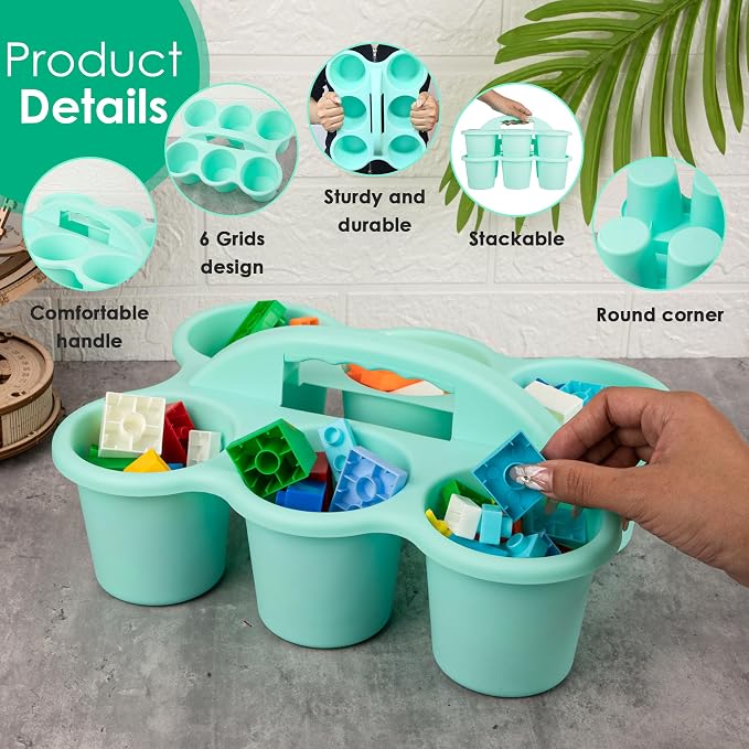 2 Pack Classroom Caddy For School,Kidsroom,Pencil Holder,Plastic Cup Caddy for Drink Delivery (Green)