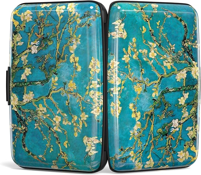 Credit Card Holder for Women, Small RFID Metal Credit Cards Wallets Cute Business Card Holder Pocket ID Case, Van Gogh Flower
