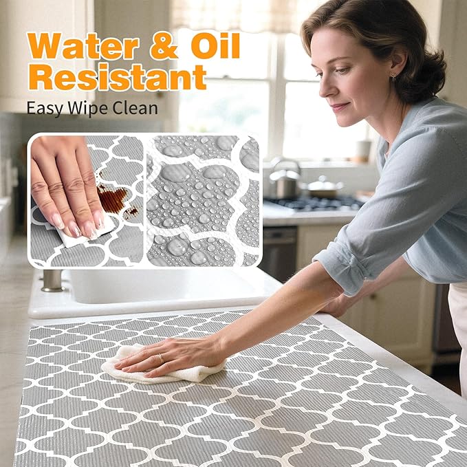 Coavas Shelf and Drawer Liner, Non Slip Extra Grip Non Adhesive Waterproof Thickened Cabinet Mat, Easy Cut for Kitchen Pantry Bathroom Dresser Cupboard (Gray, 12IN x 20FT)