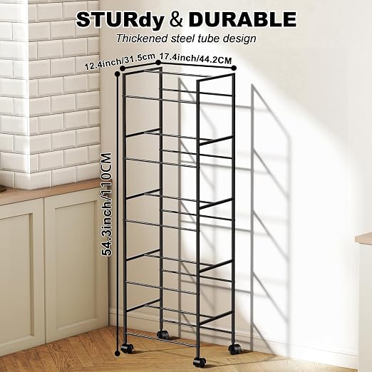 3D Printer Filament Storage Rack with Wheels, 5-Tier Rolling Spool Holder Stand Cart, Holds up to 60x1kg Spools, Heavy Duty Metal Filaments Organizer Shelf for Printing Studio Office Workshop