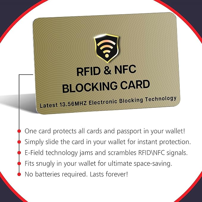 SaiTech IT 3 Pack RFID Blocking Card for Credit Debit ID Card, Golden | Slim Anti-Theft Contactless NFC RFID Blocker Protector, Easily Fit into Wallet and Purse, for Men & Women