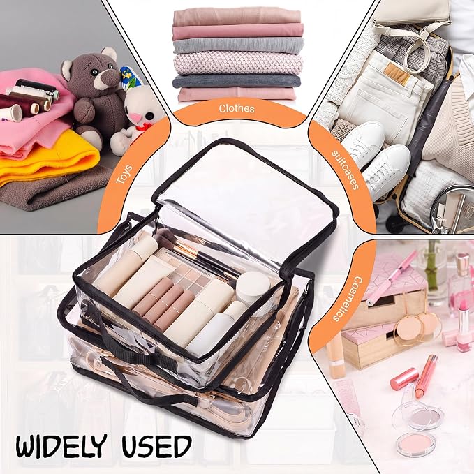 Hsei 10 Clear Dust Bags For Handbags 5-Sizes Fits Mini Wallets Oversized Tote Bags PVC Waterproof Purse Storage Organizers for Luxury Bag Soft Stand-Up with Zipper Handle for Closet Hanging