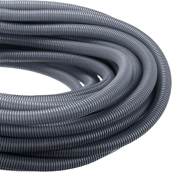 DMiotech 100ft Wire Loom Split Tubing 1 Inch(25.4mm) ID, Cord Protectors from Pet Flexible Conduit Cable Management for Office Home Garden, Gray
