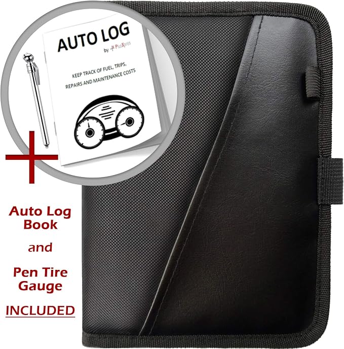 PlusXpres Glove Box Compartment Organizer - Car Document Holder - Black | Owner Manual Case Pouch, Vehicle Storage Wallet for Registration and Insurance Card, Auto Paperwork Holder, Log Book included