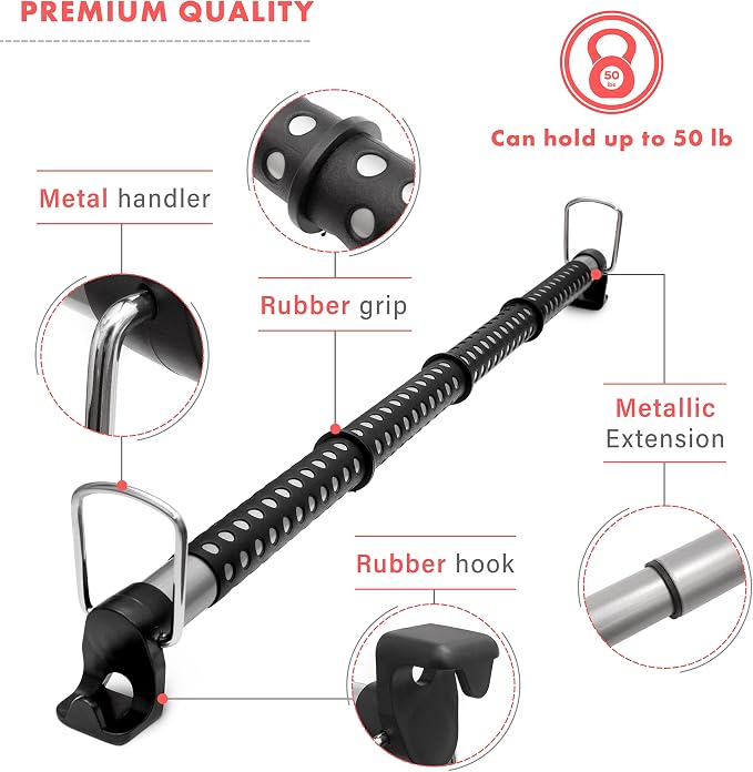VaygWay Expandable Car Clothes Hanger Bar- Heavy Duty Hanger Metal Storage Suit Rod-Car Hanging Closet Organizer Rack Expandable to 62"- Portable Seat Rack Universal Fit- Car Van Truck RV SUV Fit