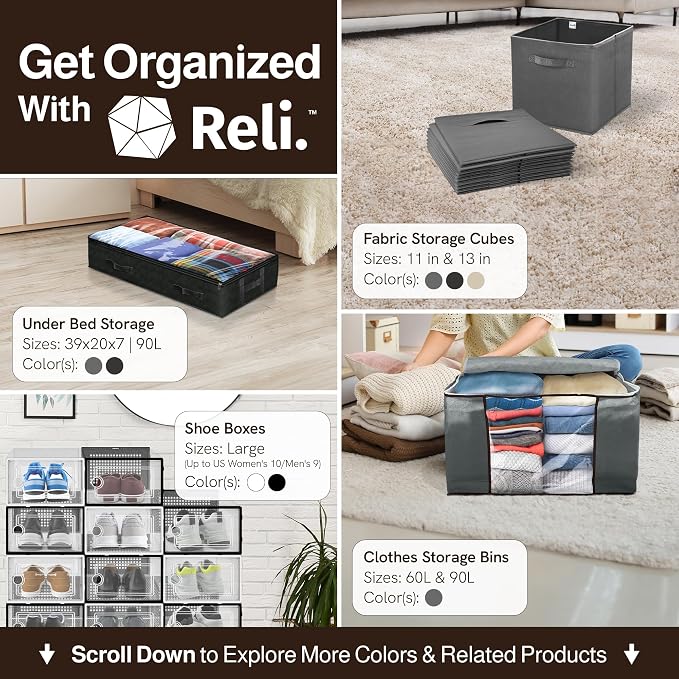 Reli. Shoe Box 14 Pack | Clear Storage Shoe Box Stackable & Compact