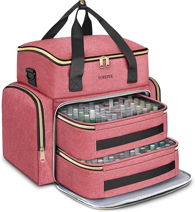YOREPEK XL Nail Polish Organizer Case for 96 to 100+ Bottles, Pink | Nail Organizer With 96 Slots Foam Inserts, Travel Nail Tech Carrying Case with Adjustable Space for Gel Dip Powder Tips Set