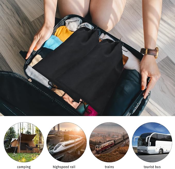 GONGKANGYUAN 2 Pack Shoe Bags for Travel Flannel Single Shoe Pouch with Drawstring for Men Women Travel Protecting Storing Shoes