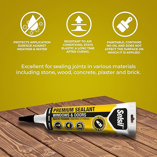 Selsil Siliconized Super Acrylic Latex Sealant, Indoor & Outdoor Paintable Caulk - Flexible, Weather & Moisture Resistant, White Caulking for Baseboards, Windows, Doors & More - 5.5 oz (160 ml)