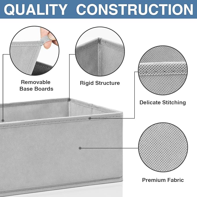Criusia Drawer Organizer Clothes 12 Pack, Dresser Organizer for Nursery Bedroom Closet Organization and Storage - Baby Clothes Organizer Bins - Drawer Divider for Sock Underwear Bra Ties (Grey)