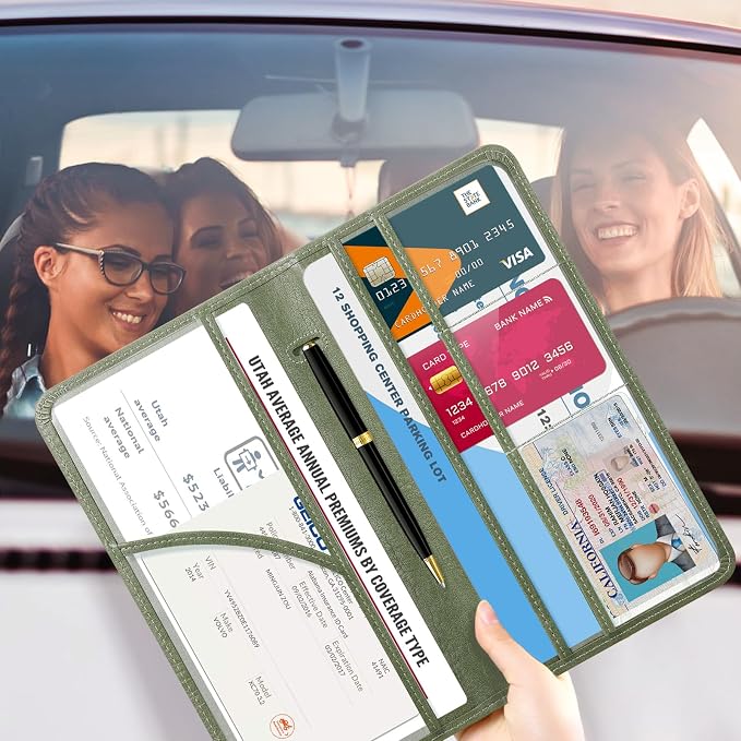CoBak Car Registration and Insurance Holder | Vehicle Glove Box Organizer, Auto Truck Compartment Document Case with Magnetic Closure for Insurance & Driver License