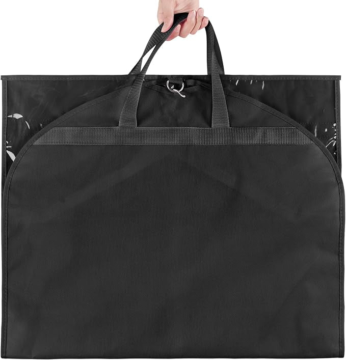 KEEGH 40 inch Clear Garment Bags for Dance Costumes, 2 Pack, Black | 4 Zipper Pockets, for Dance Competitions, Ballet, Theatre, Dance Garment Bags for Dancers, Hanging Clothes for Closet Storage