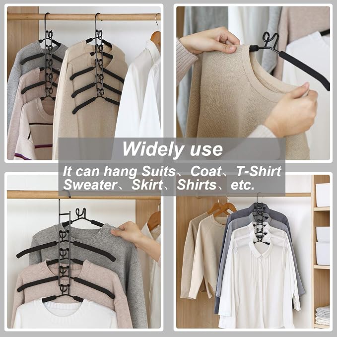 Space Saving Hangers for Clothes 2 Pack Closet Storage | Heavy Duty Non-slip Foam Padded, Detachable Design. Fits Shirts, Coats, Suits. Perfect Storage for Dorms & Apartments