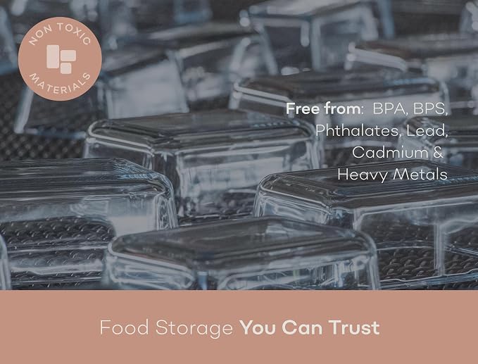 Glass Food Storage Containers with Lids| 3 Pack Square Set 27oz/3.4cup | Glass Meal Prep Containers | Non-Toxic & Airtight | Glass Containers with Lids | Oven, Freezer & Dishwasher Safe