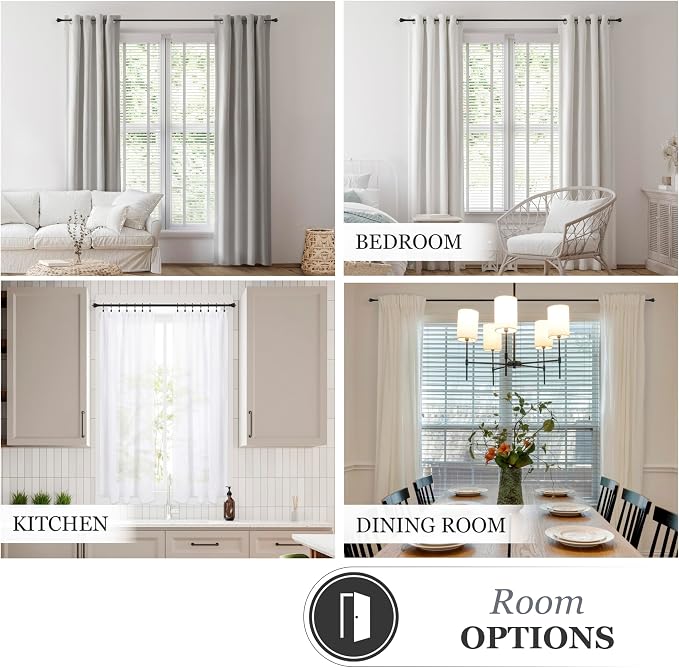 Kenney Chelsea Ball End Window Curtain Rod, Adjustable Curtain Rod for Windows 28 to 48 Inches, Extendable Curtain Rod Set, Brushed Nickel Silver Curtain Rod, Curtain Rods 2 Pack