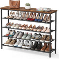 SONGMICS HOME 5-Tier Shoe Rack, Free Standing Shoe Storage Organizer, 12 x 47.4 x 36 Inches, Metal Frame with Top Surface for Closet Entryway, Rustic Brown and Black