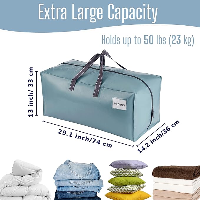 VENO 4 Pack Heavy Duty Moving Bags with Backpack Straps, Zippers & Handles, Extra Large Packing Bags for College Dorm Essentials, Moving Supplies Alternative to Cardboard Moving Boxes