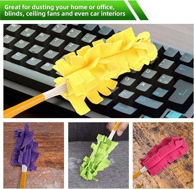 Reusable Duster Refill Pads Compitable with Swiffer Hand Duster | 4 Pack Washable Heavy Duty Dusters Refills 360 for Swiffer Duster Handle & Super Extender Handle (Handle is Not Included)