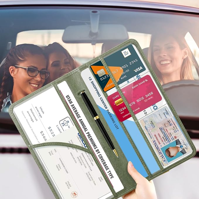 CoBak Car Registration and Insurance Holder | Vehicle Glove Box Organizer, Auto Truck Compartment Document Case with Magnetic Closure for Insurance & Driver License