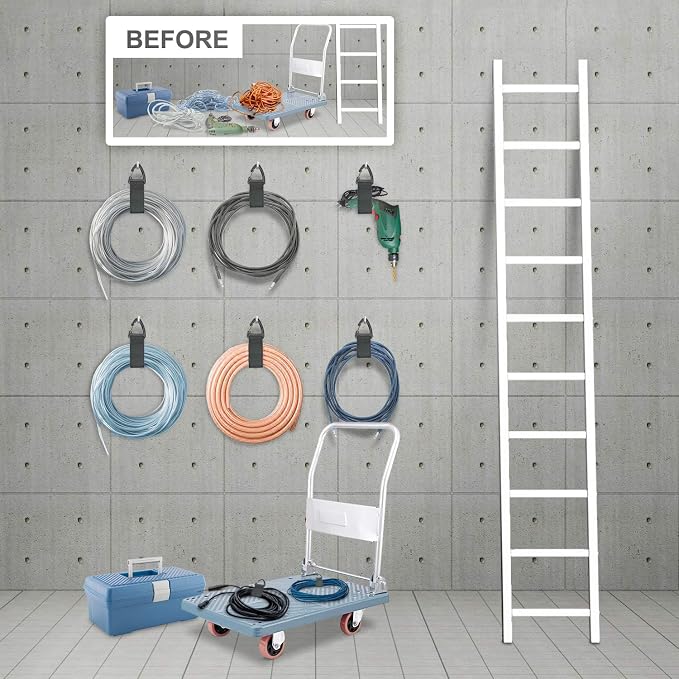 ZTSXLLIM Hose Straps, Hose Ties with Carabiner, Extension Cord Organizer | 4 Pack,22-Inch Extension Cord Strap, Garden Hose Wrap, Air Hose Holder, For Shed, Garage, House, Yard, Storage, Workshop