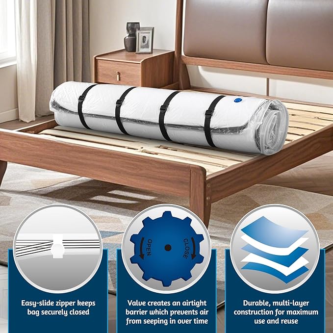 Vacuum Mattress Bag for Memory Foam and Latex - Sealed for Easy Movement, Transport and Storage (Queen/Full/Full-XL)
