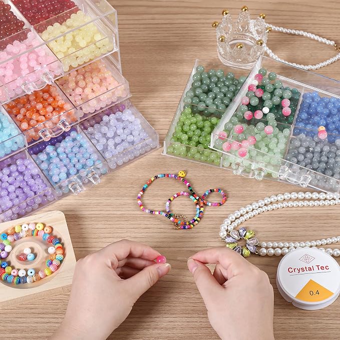 CLUQMEIK 5-Tier Large Bead Organizer Box, Acrylic Jewelry Storage Bead Containers with 5 Drawers, Suitable for Bracelet Making DIY Storing Beads Jewelry Rock Buttons.