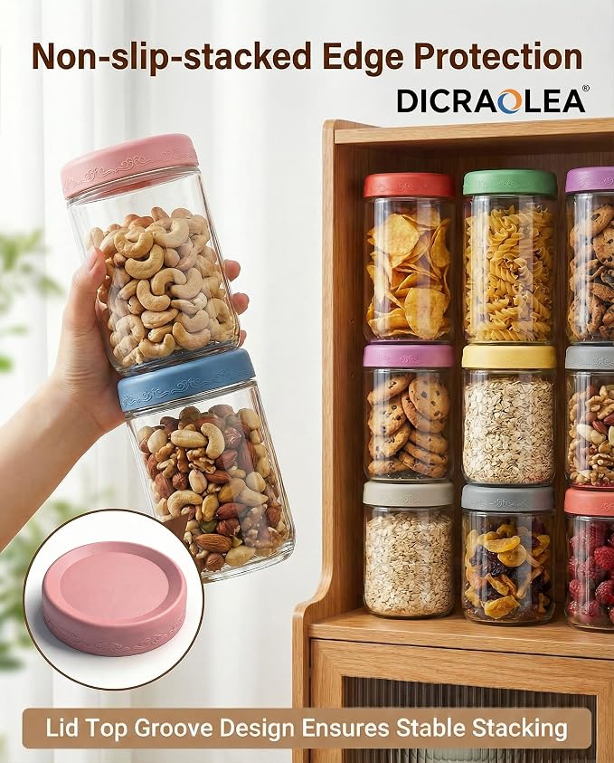 18oz 4Pack Glass Overnight Oats Jars Containers with Airtight Leakproof Lids, Reusable Mason Jars for Meal Prep, Yogurt Parfaits, Smoothies, Salads & Healthy Breakfasts (18 OZ-4-2)