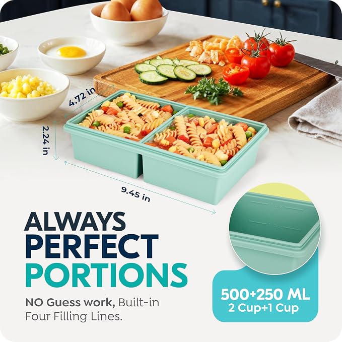 Silicone Soup Freezer Molds with Lids, 2 Cup & 1 Cup Combo, Soup Container Style Ice Cube Trays, Reinforced Steel Rims, For Freezing Broth, Meal Prep and other dishes, Dishwasher & Oven Safe - 2 Pack