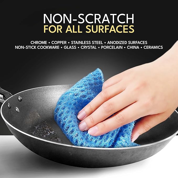 Non Scratch Dish Scrubbers for Cleaning Dishes (3PK) - Reusable Kitchen Sponge - Replace Dish Sponges for Washing Dishes - Best Household Scrubbing Pad & Alternative Dishwashing Scrub Pads Supplies