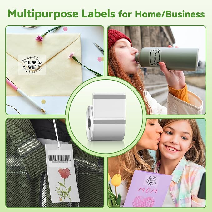Phomemo Thermal Labels-Transparent M110 Labels for M110/M220/M221/M120/M200,1.57"x1.18"(40x30mm) 230 Labels, for Small Business/Home Use, Barcode, Address, Logo Label