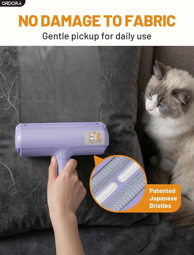 ORDORA Pet Hair Remover Roller, Reusable Lint Roller for Dog and Cat Hair | Portable Pet Hair Roller with Large Fur Bin for Couches, Bedding, Car, Rugs & Furniture, No Refills or Batteries, Pet Homes