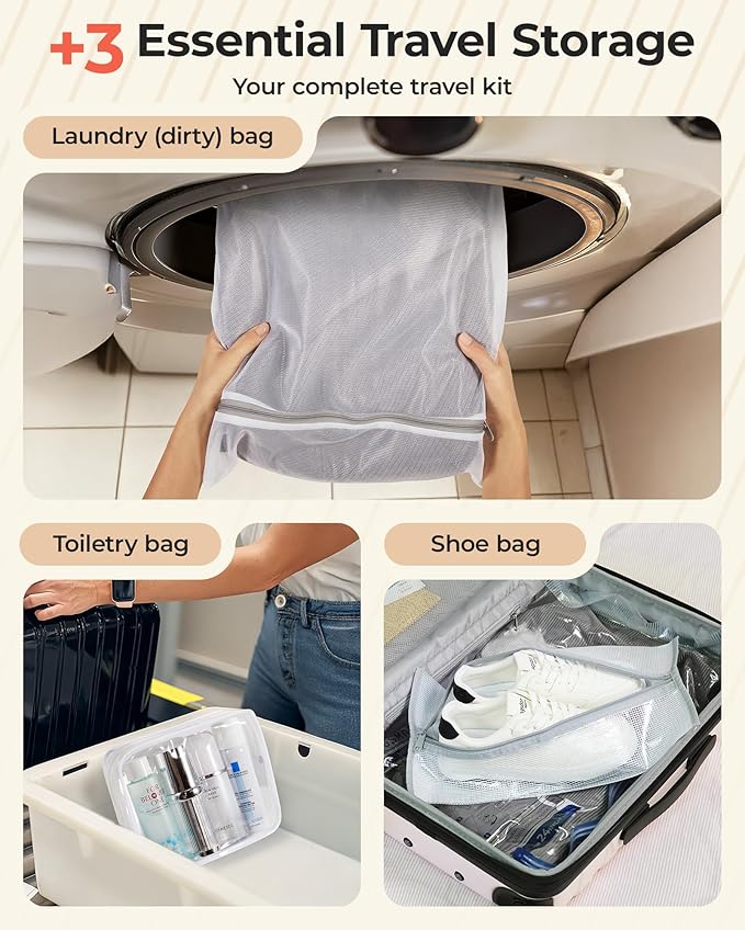 BAGSMART Vacuum Bags for Travel with Rechargeable Air Pump, Portable Space Saver Bags for Travel & Home, Vacuum Compression Seal Bag for Clothing, Blanket, 18 Pack-Pink