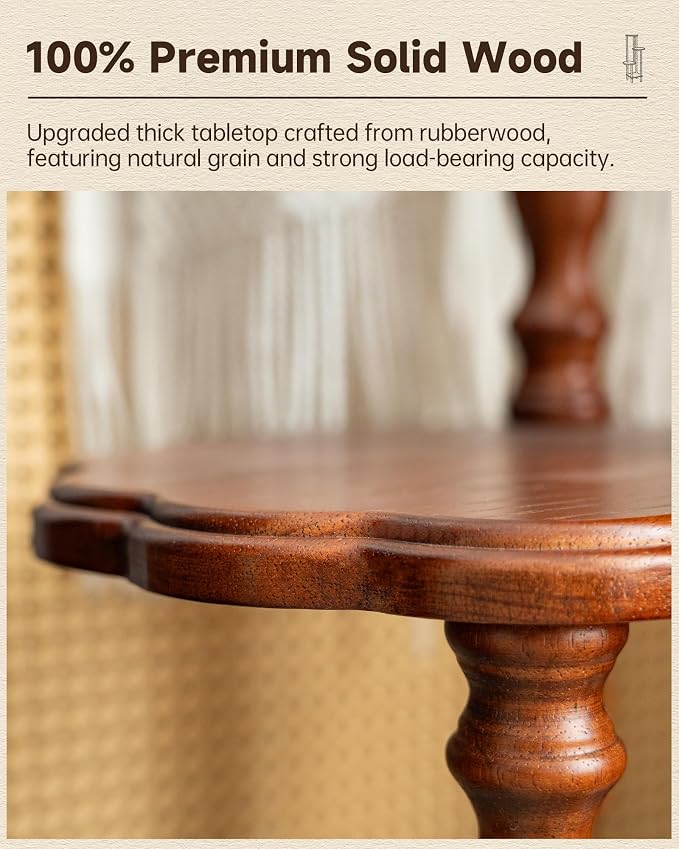 Vintage Corner Shelf 4-Tier, Solid Wood Display Shelf Mid Century, Unique Handcrafted Antique Display Rack, Freestanding Corner Bookshelf with Spindle Legs for Living Room Bedroom, Walnut