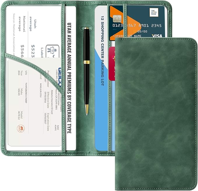 CoBak Car Registration and Insurance Holder | Vehicle Glove Box Organizer, Auto Truck Compartment Document Case with Magnetic Closure for Insurance & Driver License