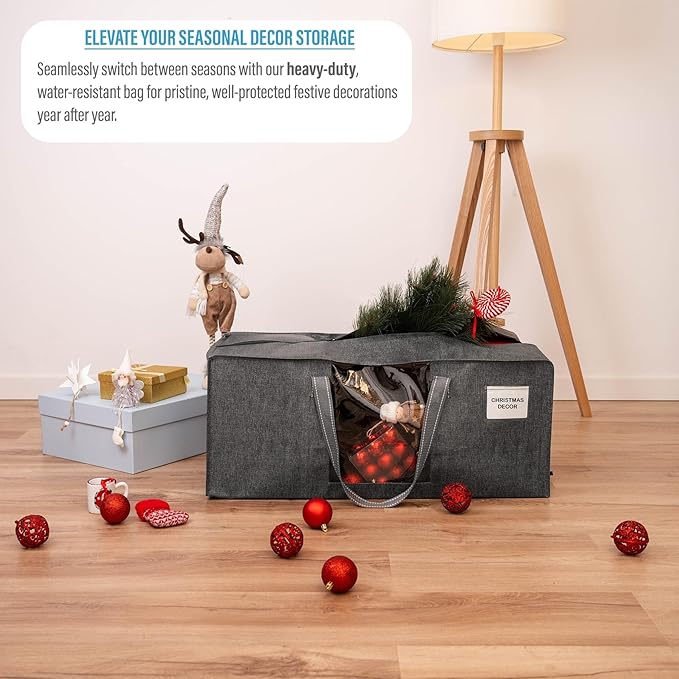 VENO 2 Pack Heavy Duty Moving Bags, Christmas Storage Bins with Lids, Transparent Window Design, Alternative to Moving Boxes, Storage Bags for Clothes, Blankets, Comforters, Pillows (Gray, 2 Pack)